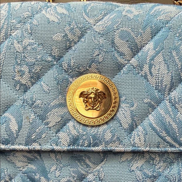 Versace Light Blue Quilted Shoulder Bag with Gold Accents main image 4
